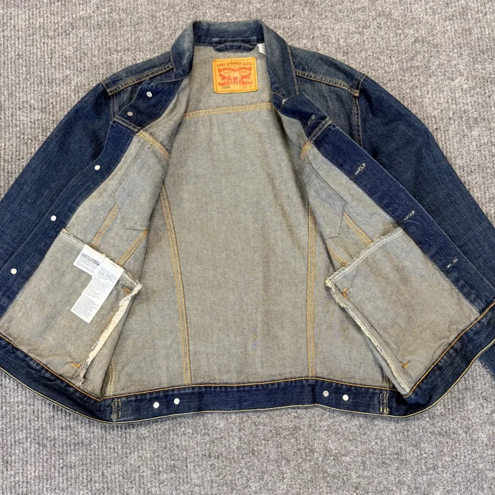 Levis 72334 Mens Denim Trucker Jacket Medium Wash Blue Jean Jacket Size L - Picture 9 of 12